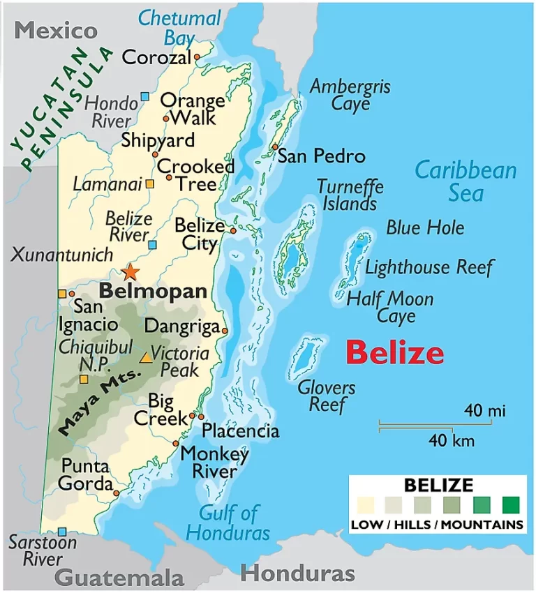 Belize Islands and mountain ranges