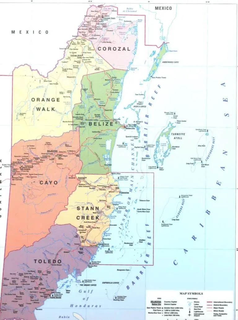 Belize Map Districts and Towns