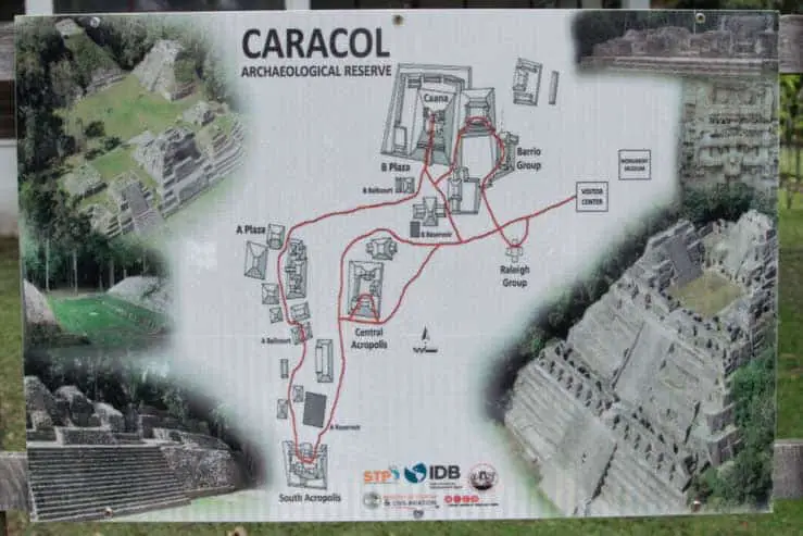 Caracol Mayan Ruins Map